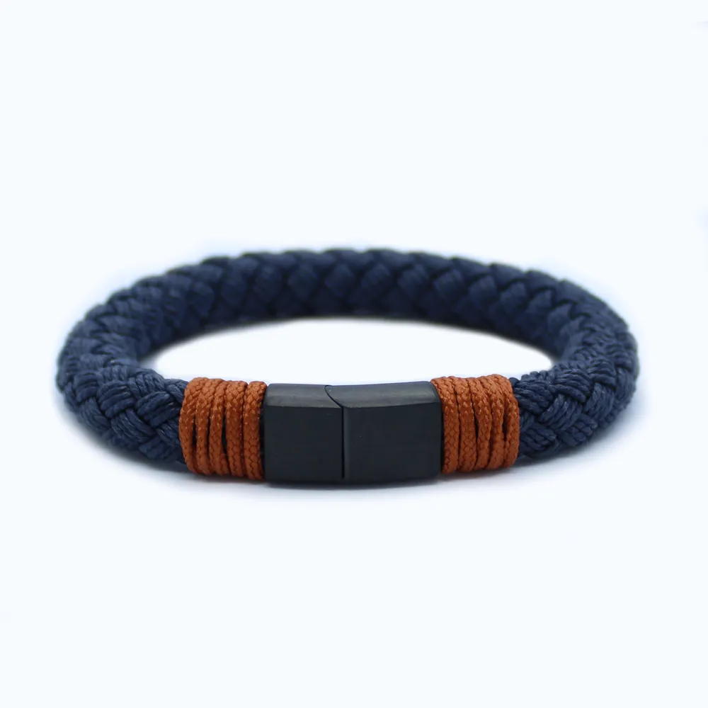 Heren armband touw - tros - navy