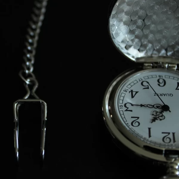 Zilveren zakhorloge met ketting - klassiek