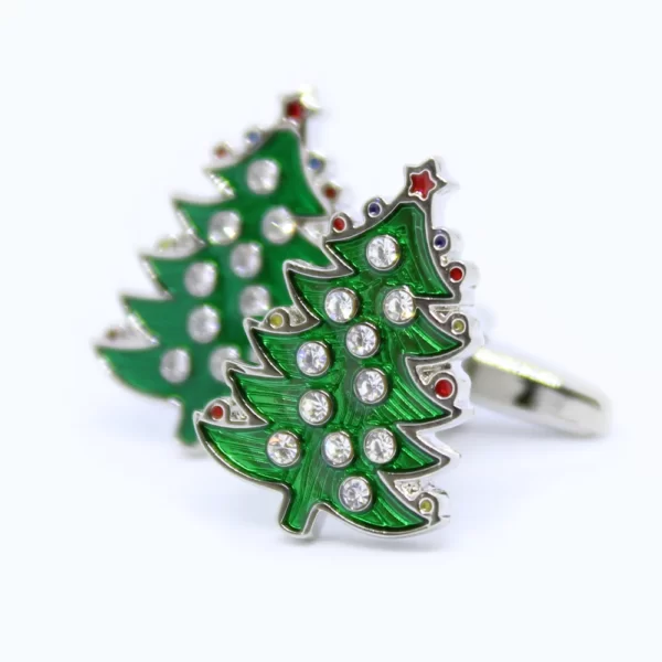 Kerst manchetknopen - kerstboom met diamantjes