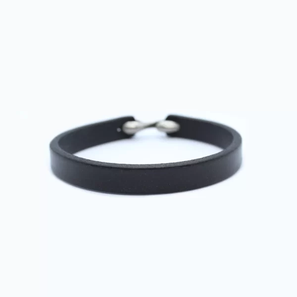 Smalle leren armband - zwart