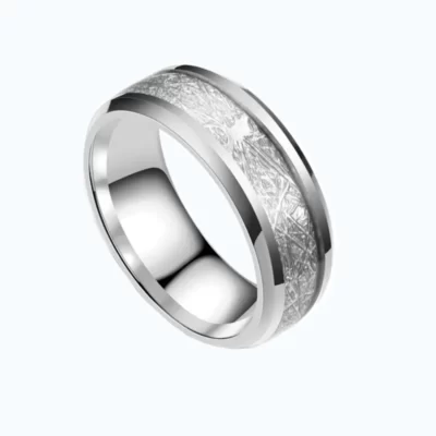 Titanium mannen ring - zilver met band