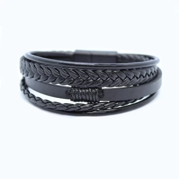 Leren armband - gevlochten touwen