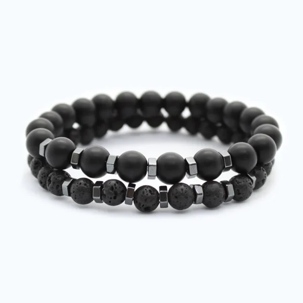 Dubbele herenarmband - black rock