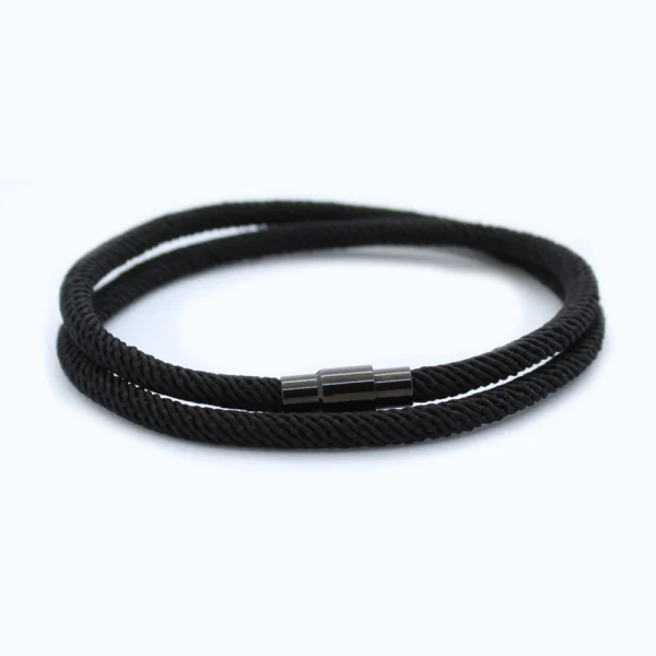 Heren armband dubbel touw - zwart