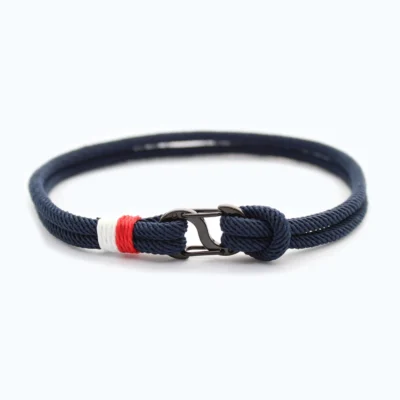 Heren armband touw - dubbele sluiting - navy