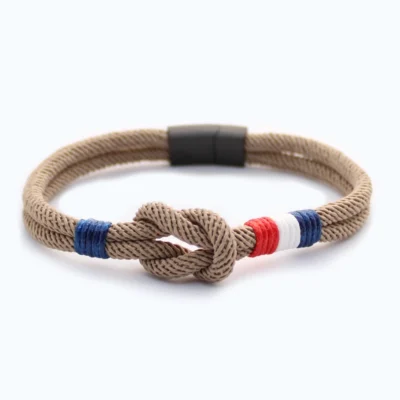 Heren armband touw - dubbele knoop - khaki