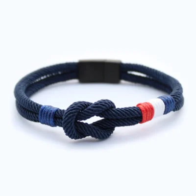 Heren armband touw - dubbele knoop - navy