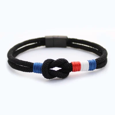 Heren armband touw - dubbele knoop - zwart