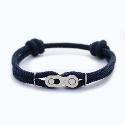 Heren armband touw - fietsketting - navy