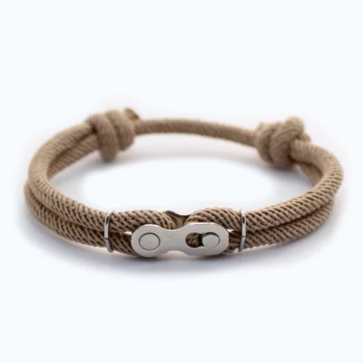 Heren armband touw - fietsschakel - khaki