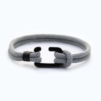 Heren armband touw - haak - grijs