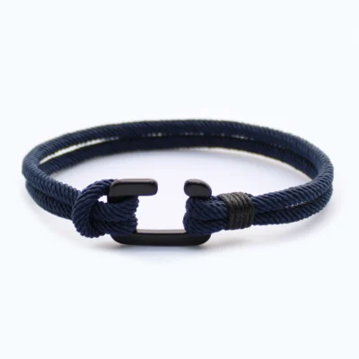 Heren armband touw - haak - navy blauw