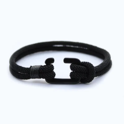 Heren armband touw - haak - zwart