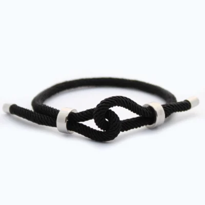 Heren armband touw -  infinity knoop - zwart